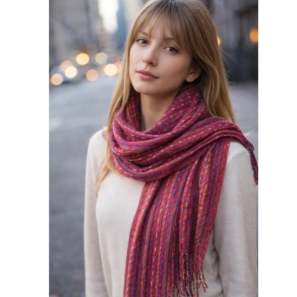 Peruvian Soul Handwoven‎ Baby Alpaca Scarf Lightweight Artisan Spring Summer